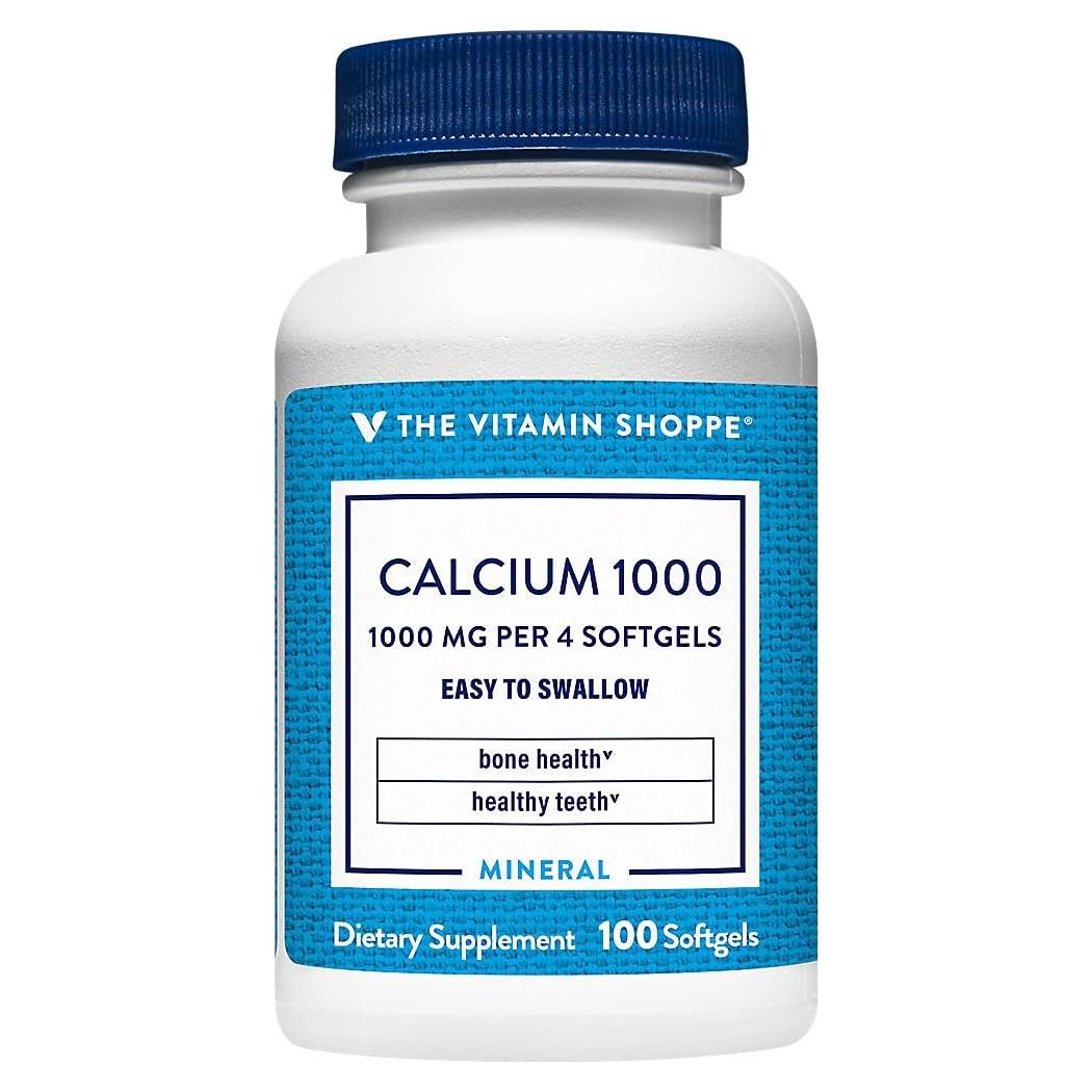 Calcio 1000mg The Vitamin Shoppe Gelatinas Blandas 100 Unidades