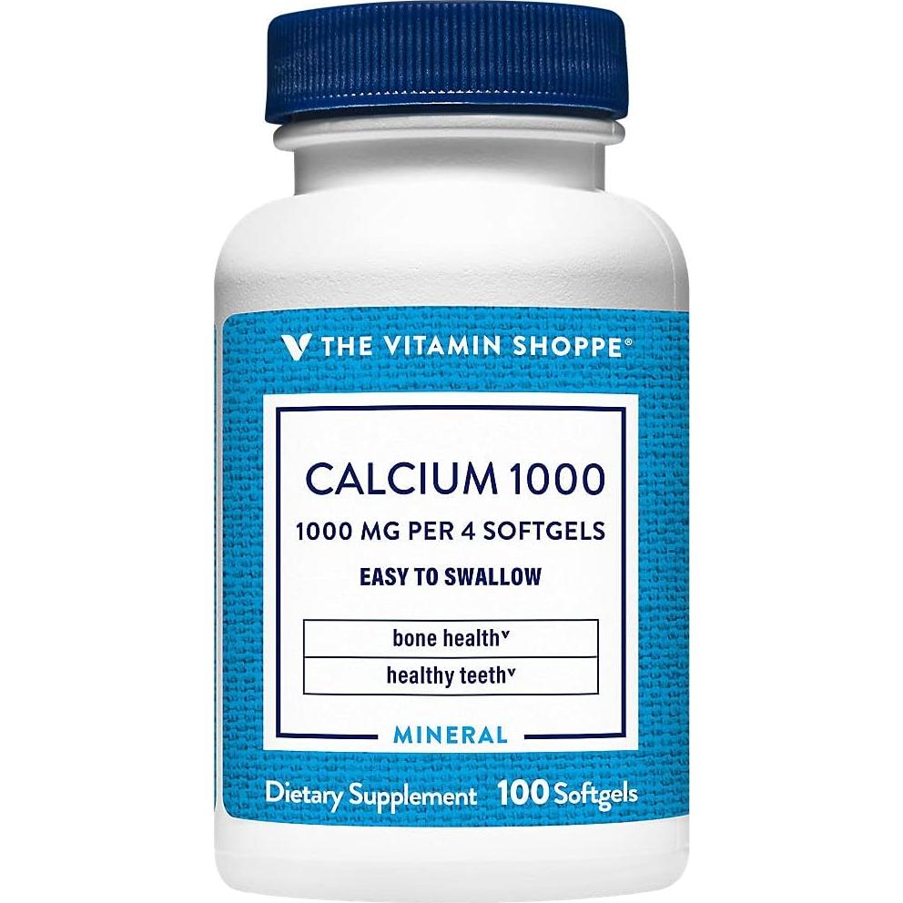 Calcio 1000mg The Vitamin Shoppe Gelatinas Blandas 100 Unidades