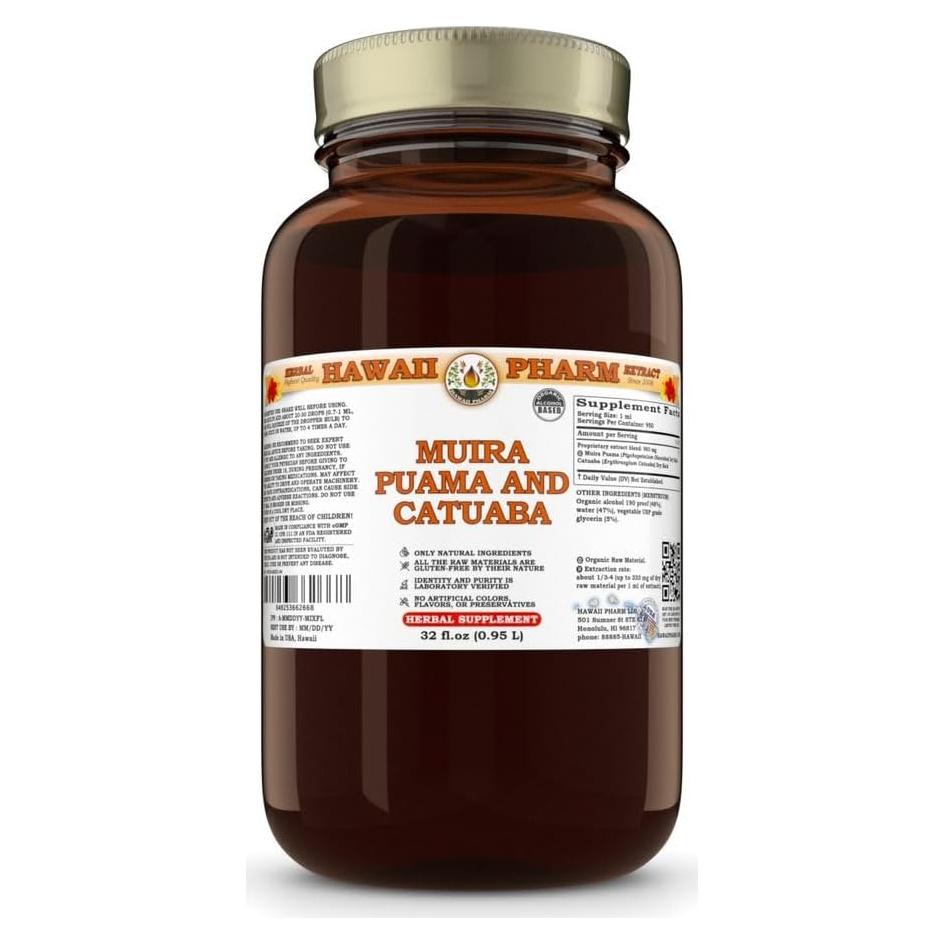 Tintura Natural de Muira Puama y Catuaba Hawaii Pharm 946 ml