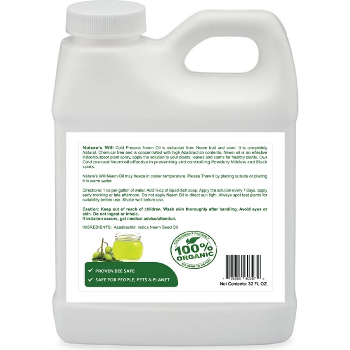 Aceite de Neem 100% Puro Nature's Will 453.6g Prensado en Frío