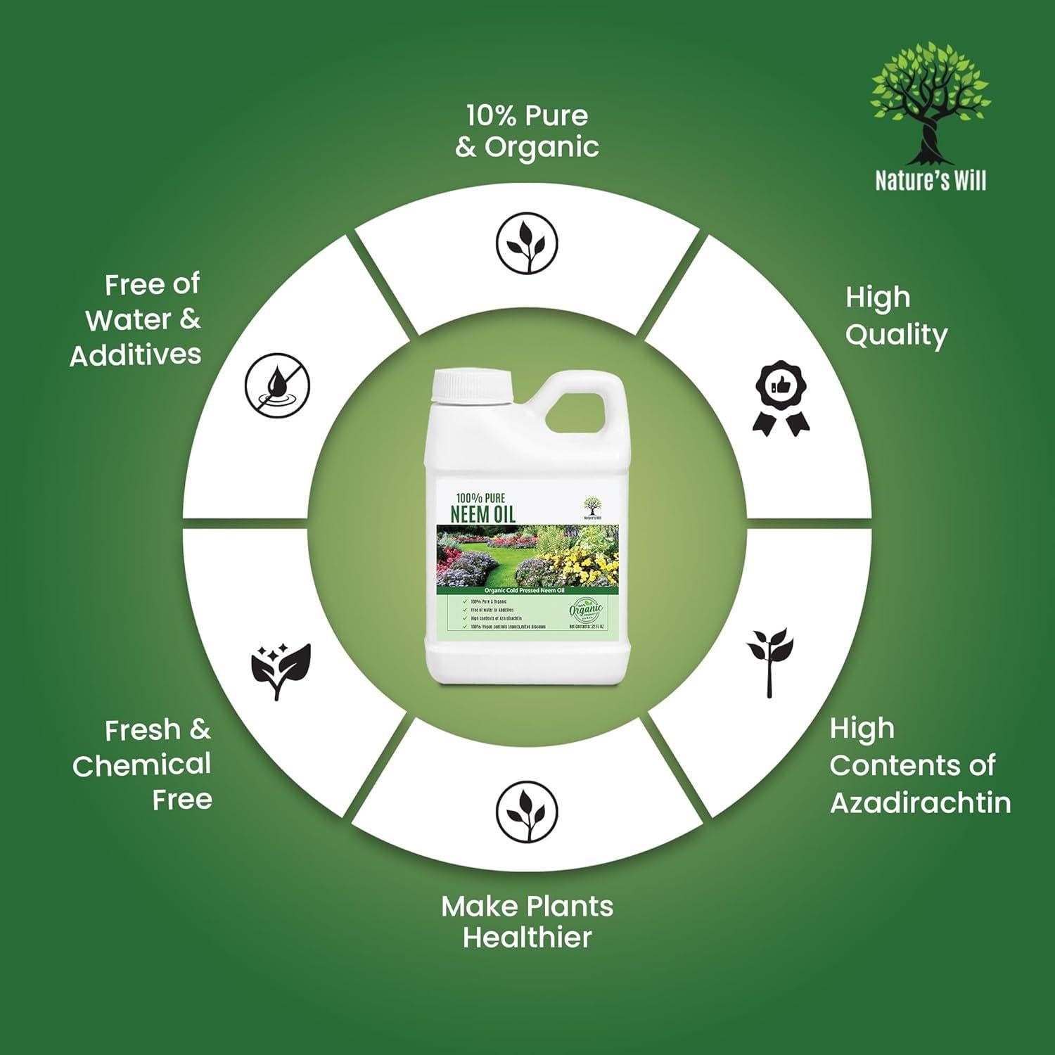 Aceite de Neem 100% Puro Nature's Will 453.6g Prensado en Frío