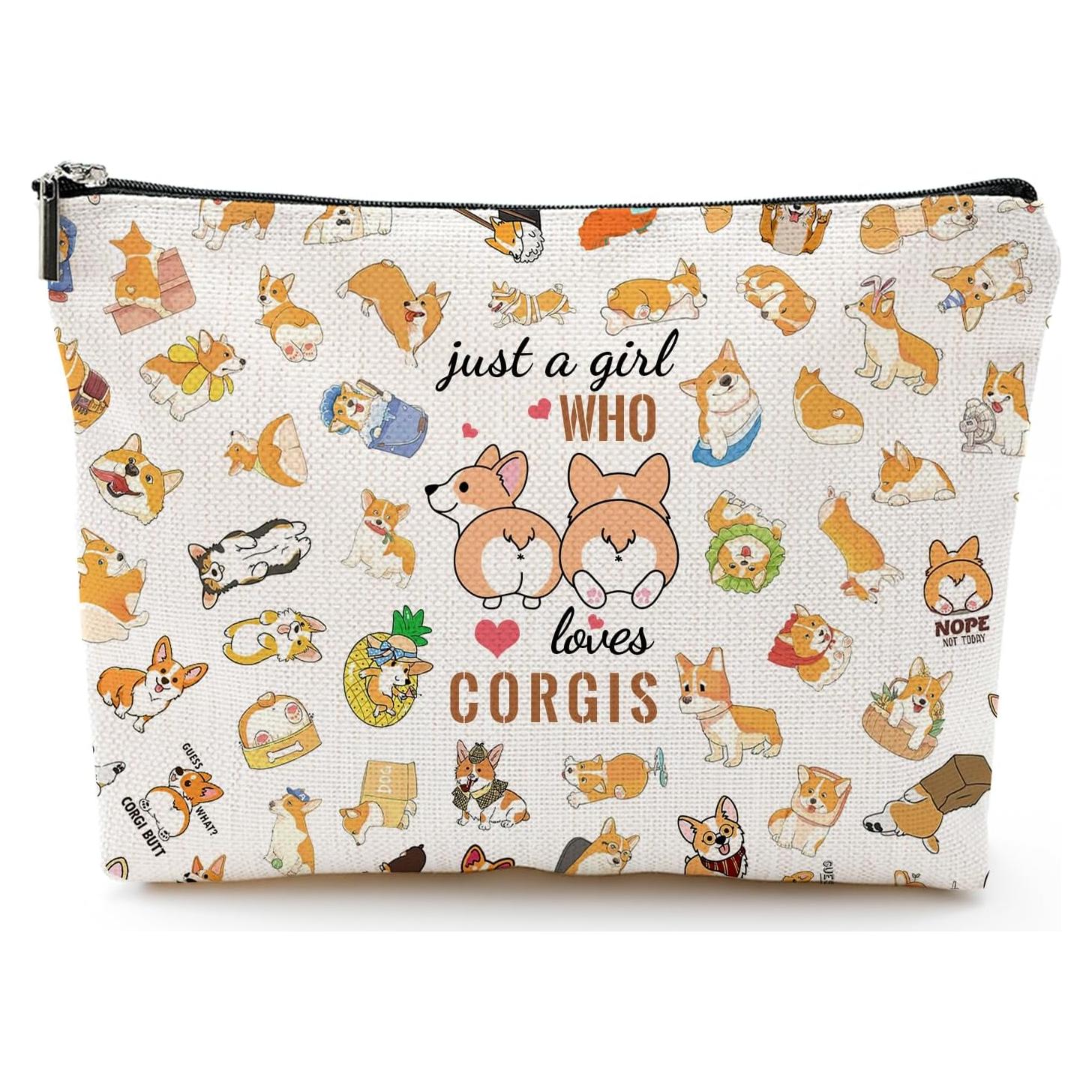 Bolsa Cosmética de Corgi NONETH - 25x17 cm, Lino Impermeable