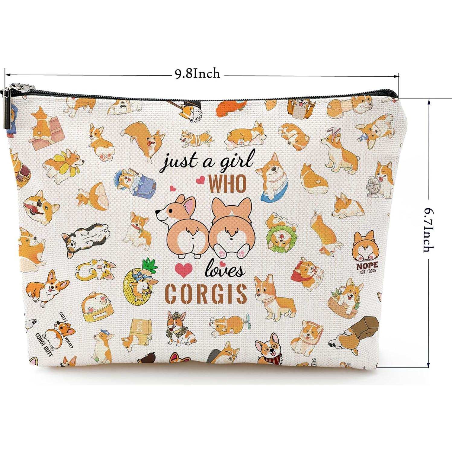 Bolsa Cosmética de Corgi NONETH - 25x17 cm, Lino Impermeable