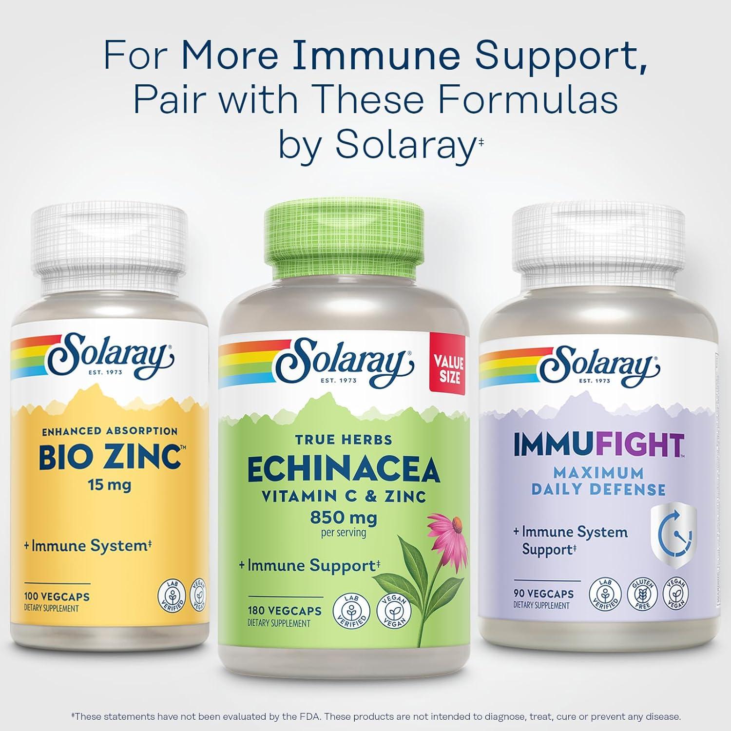 Solaray Echinacea con Vitamina C y Zinc 850mg 180 VegCaps