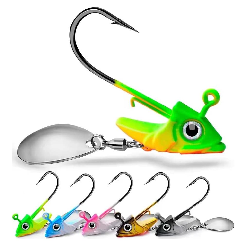 Ganchos Jig HISOO 5 Piezas con Hoja Giratoria para Pesca