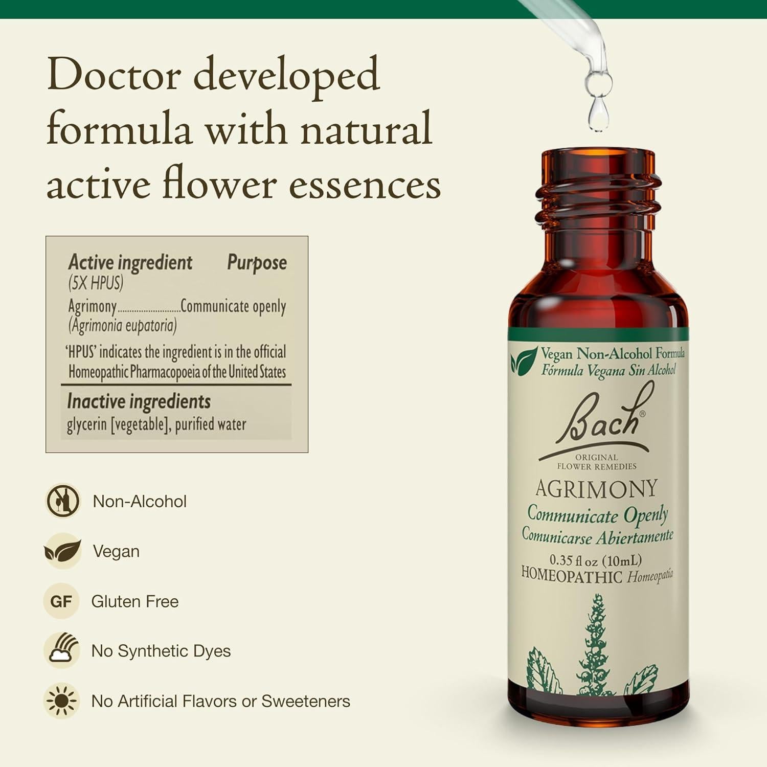 Remedio Floral Bach Agrimonia 10mL - Equilibrio Emocional Vegano