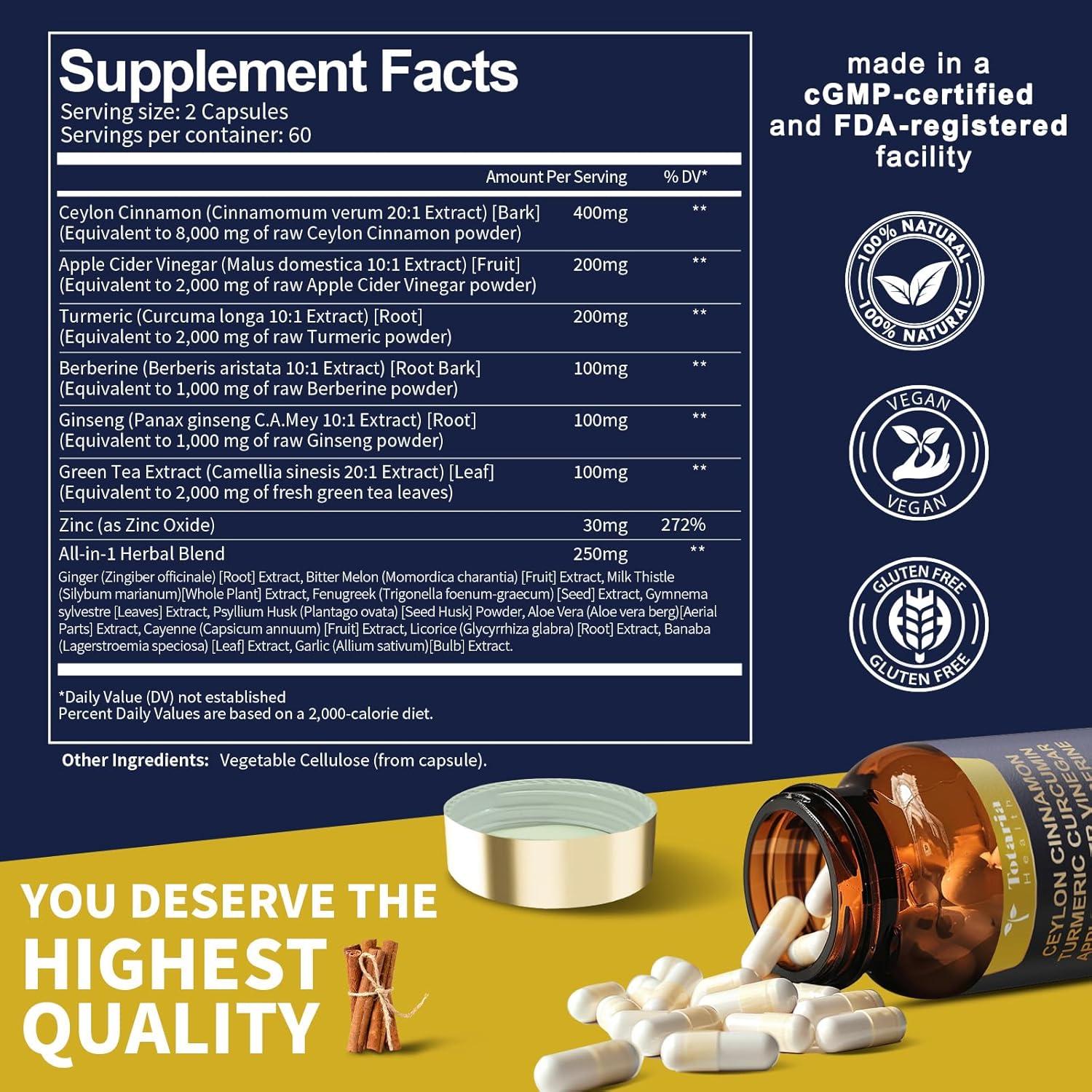 Cápsulas de Canela de Ceilán Orgánica Totaria 120 Contenidos