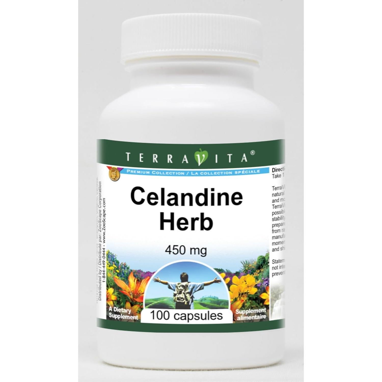 Cápsulas de Hierba de Celandina 450 mg TerraVita - 100 Unidades