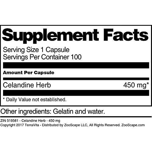 Cápsulas de Hierba de Celandina 450 mg TerraVita - 100 Unidades