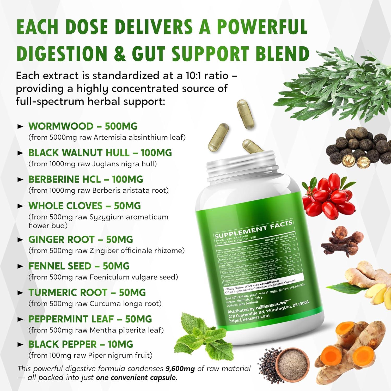 Suplemento Digestivo Wormwood NESSARIT 8700mg 150 Cápsulas