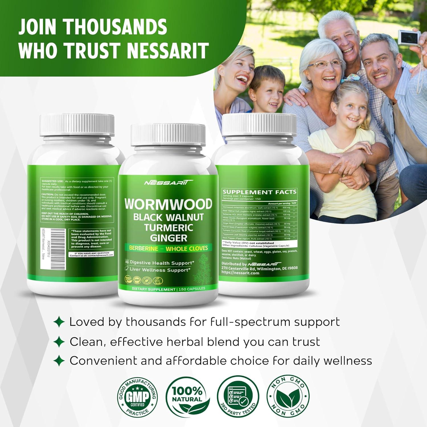 Suplemento Digestivo Wormwood NESSARIT 8700mg 150 Cápsulas