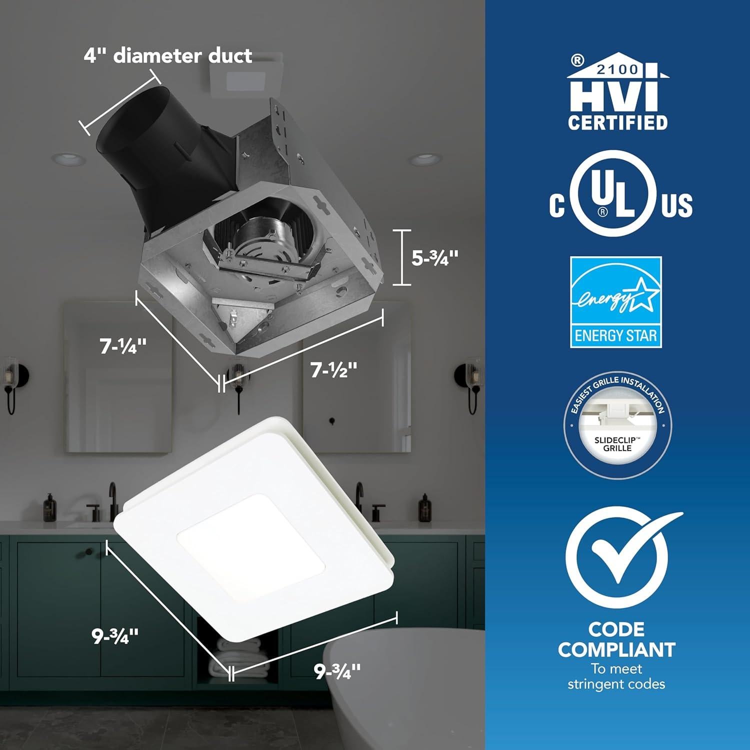 Ventilador de extracción de baño Broan-NuTone 80 CFM con luz LED