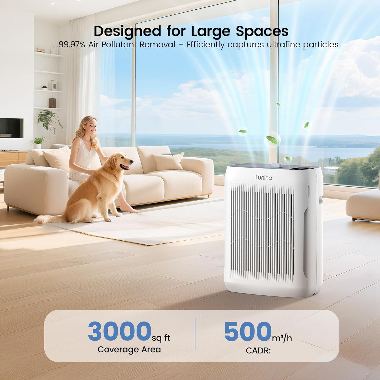 Purificador de Aire LUNINO K3 HEPA para Habitaciones Grandes