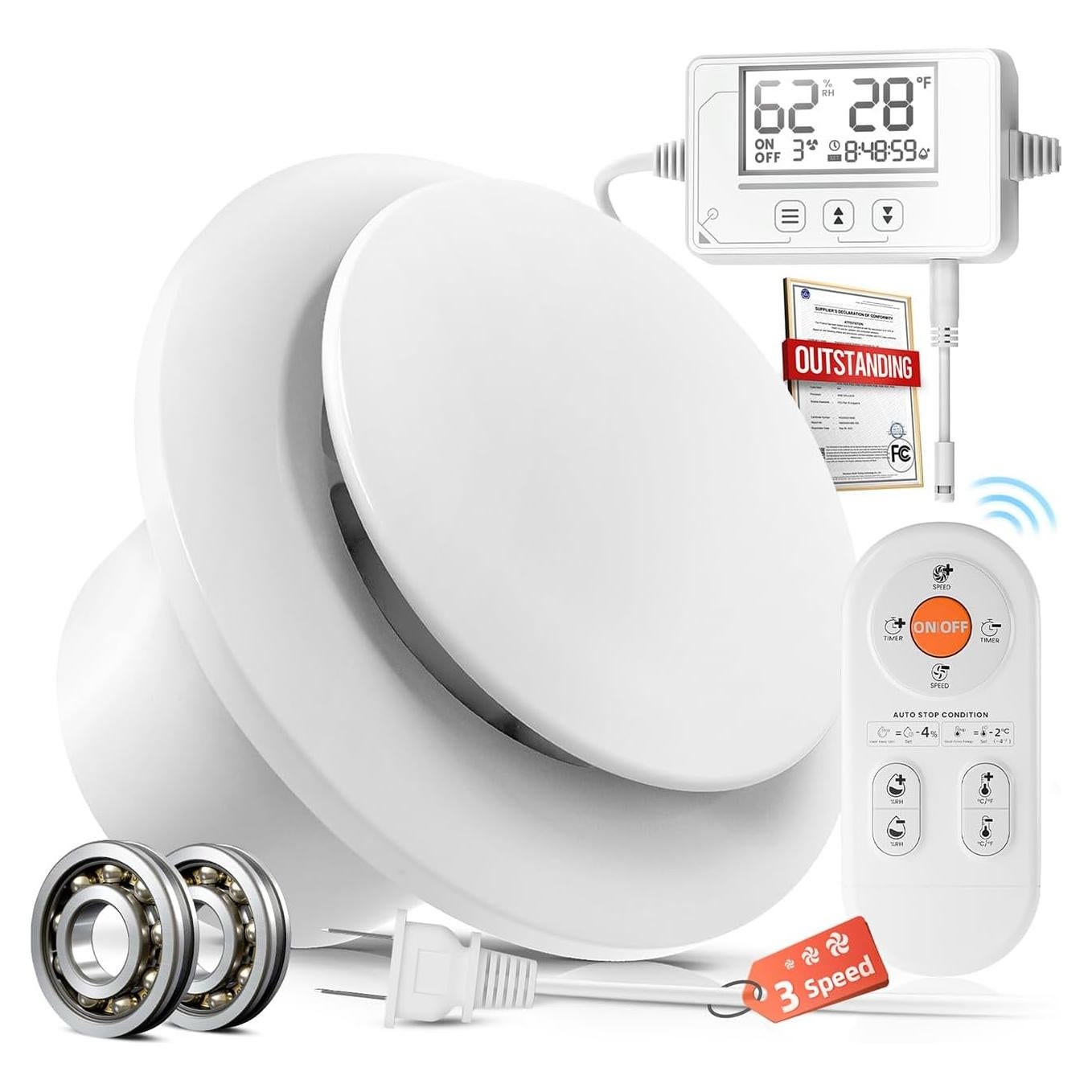 Ventilador de Escape ARSFAN 10 cm con Sensor de Humedad 2600 RPM