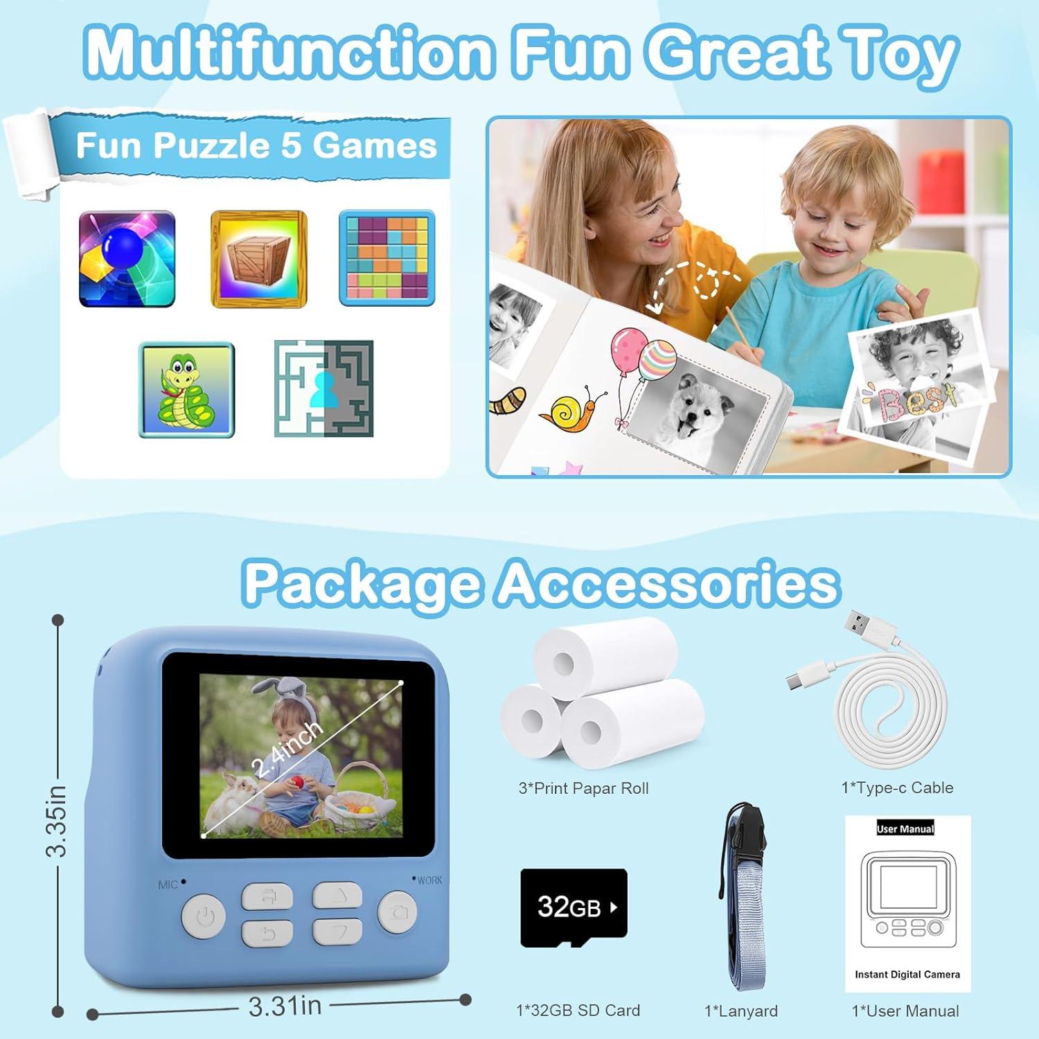 Cámara Instantánea Digital Yisdo para Niños 2.4" Azul