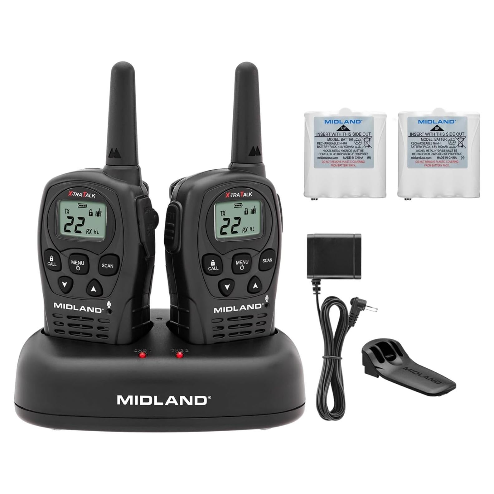 Walkie Talkies Midland LXT500VP3, 22 Canales, Rango 24 Millas