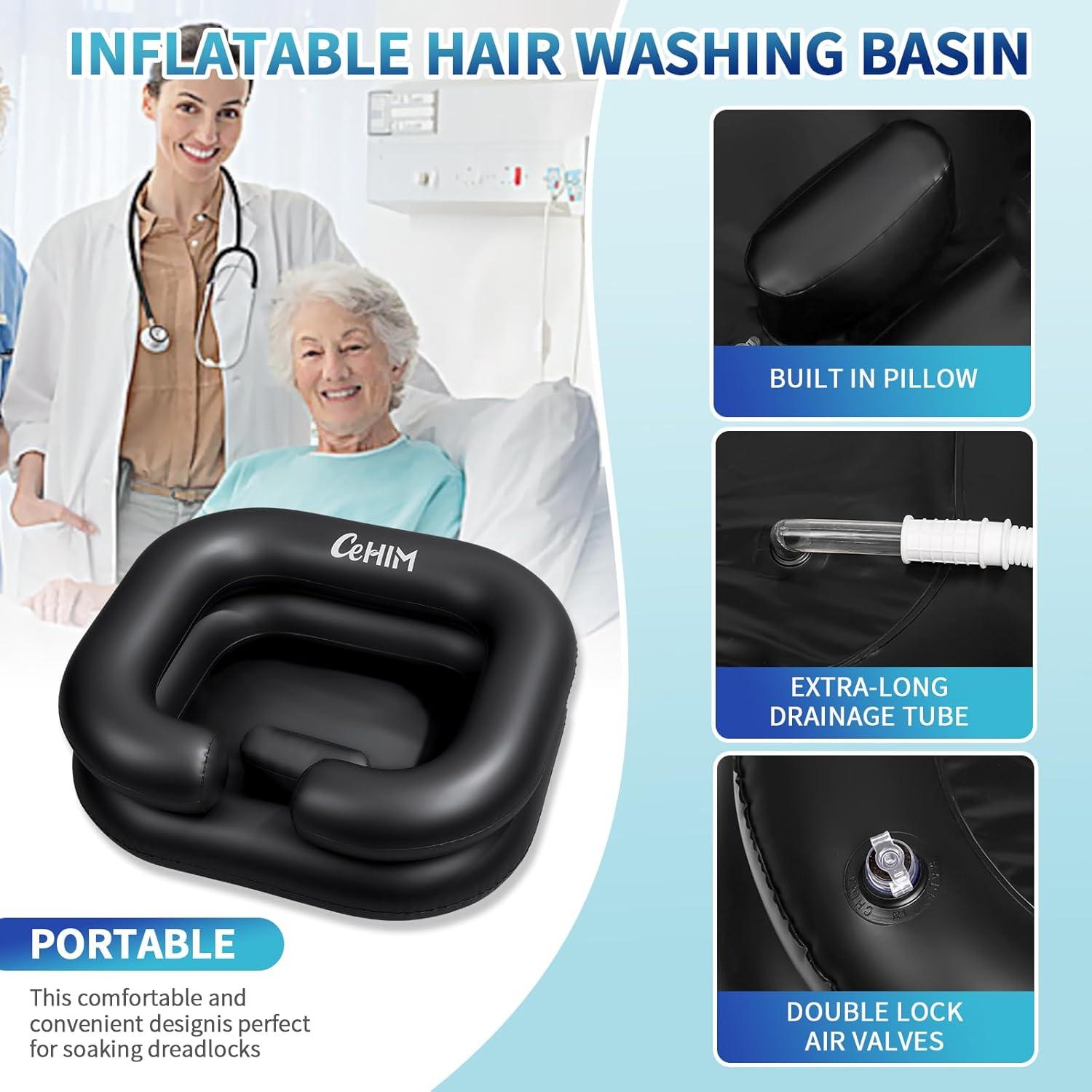 Basin de Champú Inflable Cehim 61x50x20 cm Negro Portátil