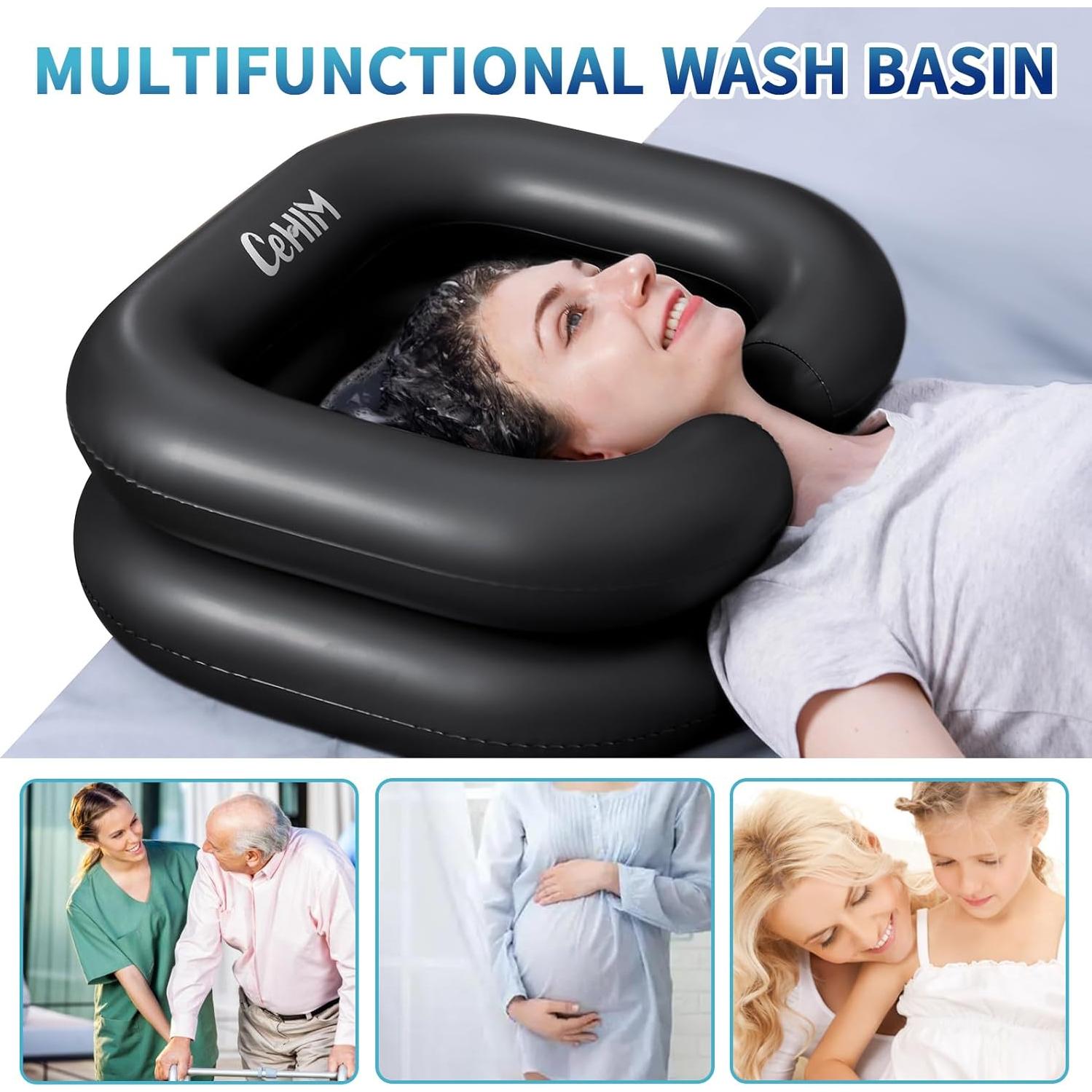 Basin de Champú Inflable Cehim 61x50x20 cm Negro Portátil