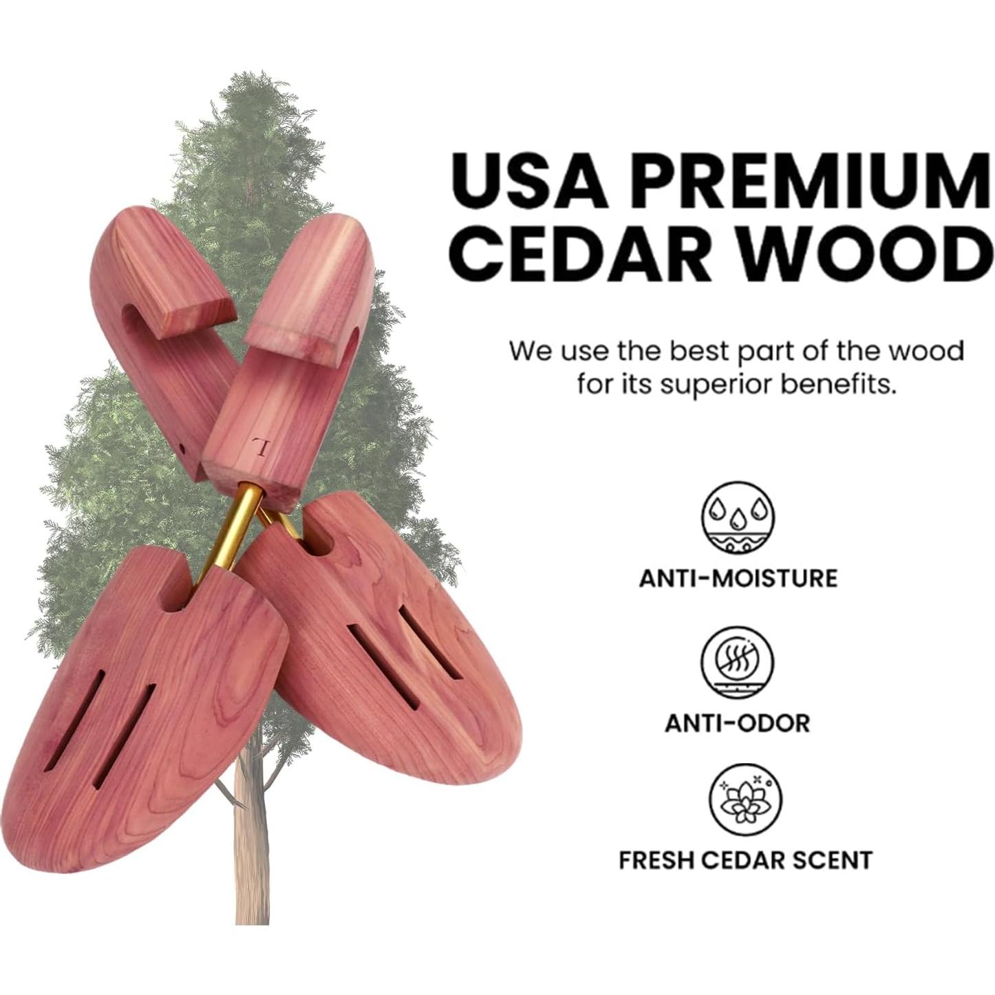 Árbol de Zapatos de Madera de Cedro Rojo Ajustable para Hombres