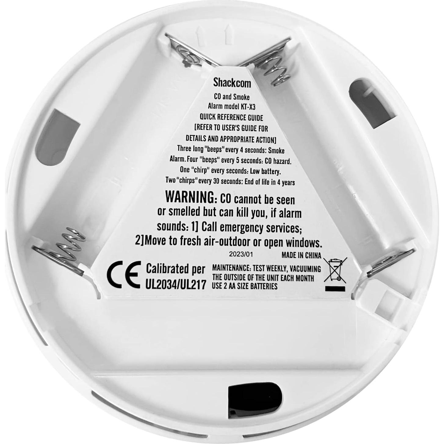 Detector de Humo y Monóxido Shackcom KT-X3 2 en 1 Batería