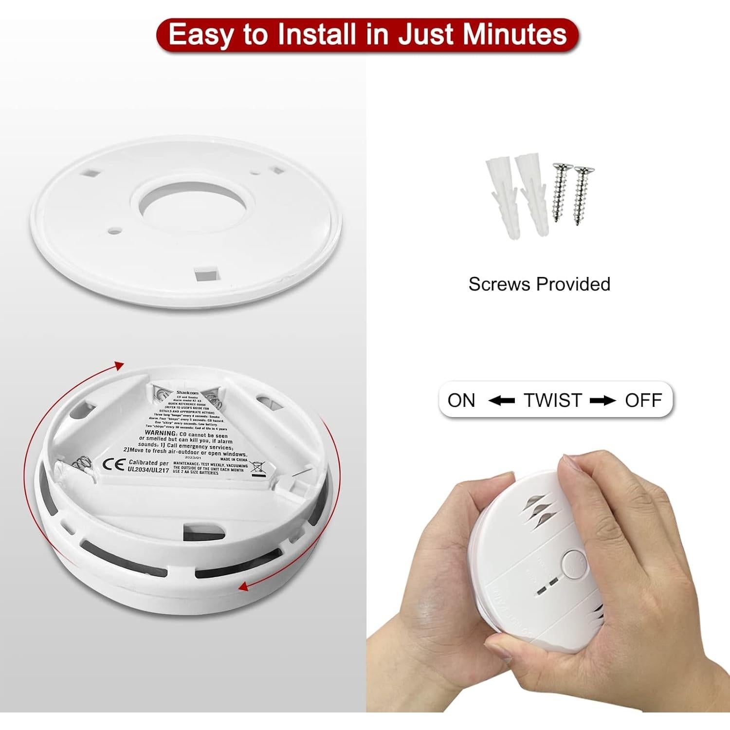 Detector de Humo y Monóxido Shackcom KT-X3 2 en 1 Batería