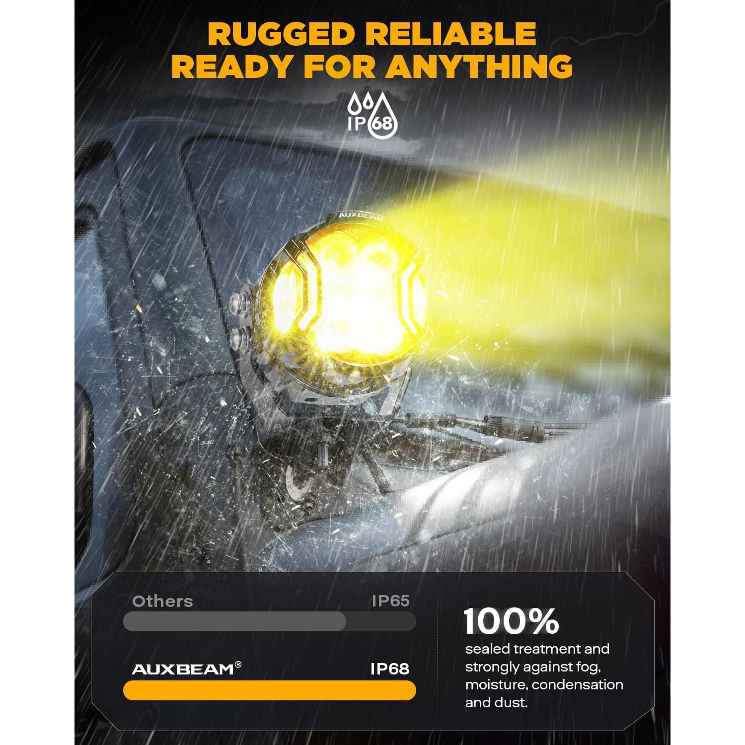 Luz de Niebla Auxbeam V-Ultra 3" 108W Ámbar DRL Offroad