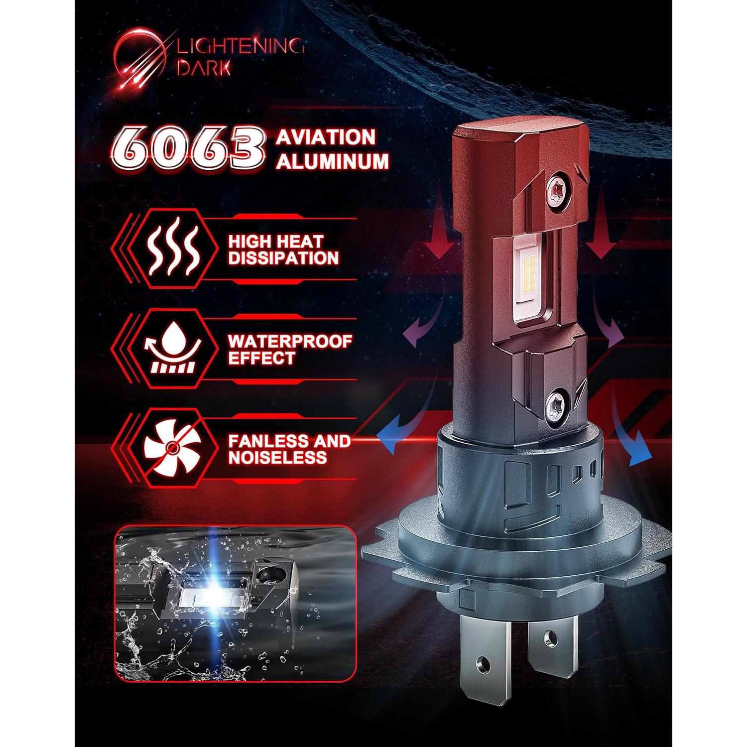 Bombillas H7 LIGHTENING DARK 400% Brillo 6500K Sin Adaptador