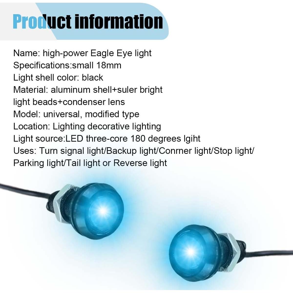 10 Luces LED Ojo de Águila KITUREK 12V Impermeables Azul