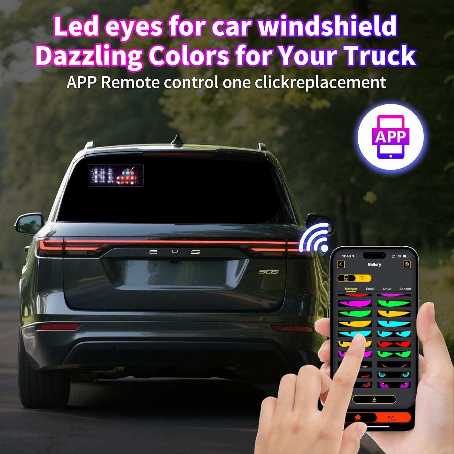 Ojos LED para Parabrisas Otuoor 17.3x7.1cm Control APP
