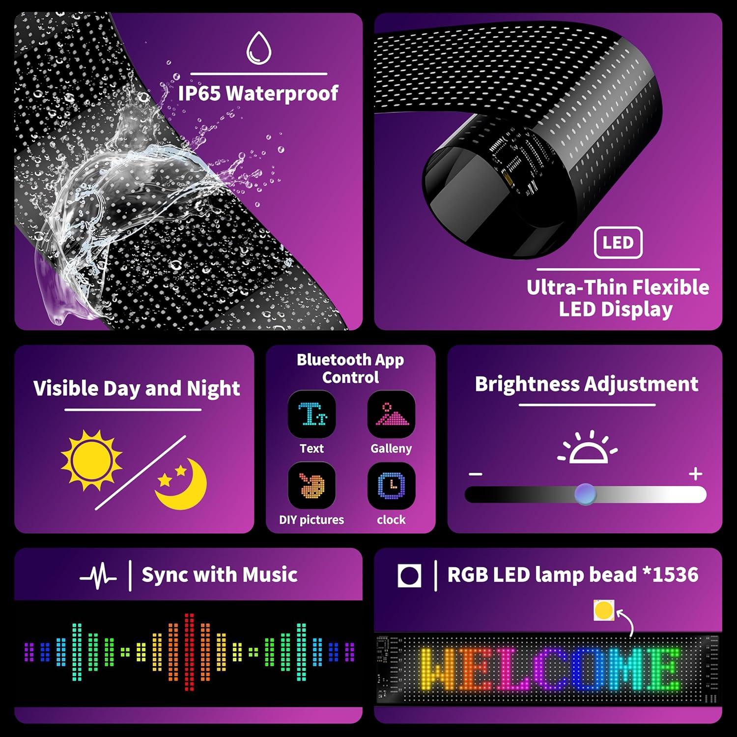 Ojos LED para Parabrisas Otuoor 17.3x7.1cm Control APP