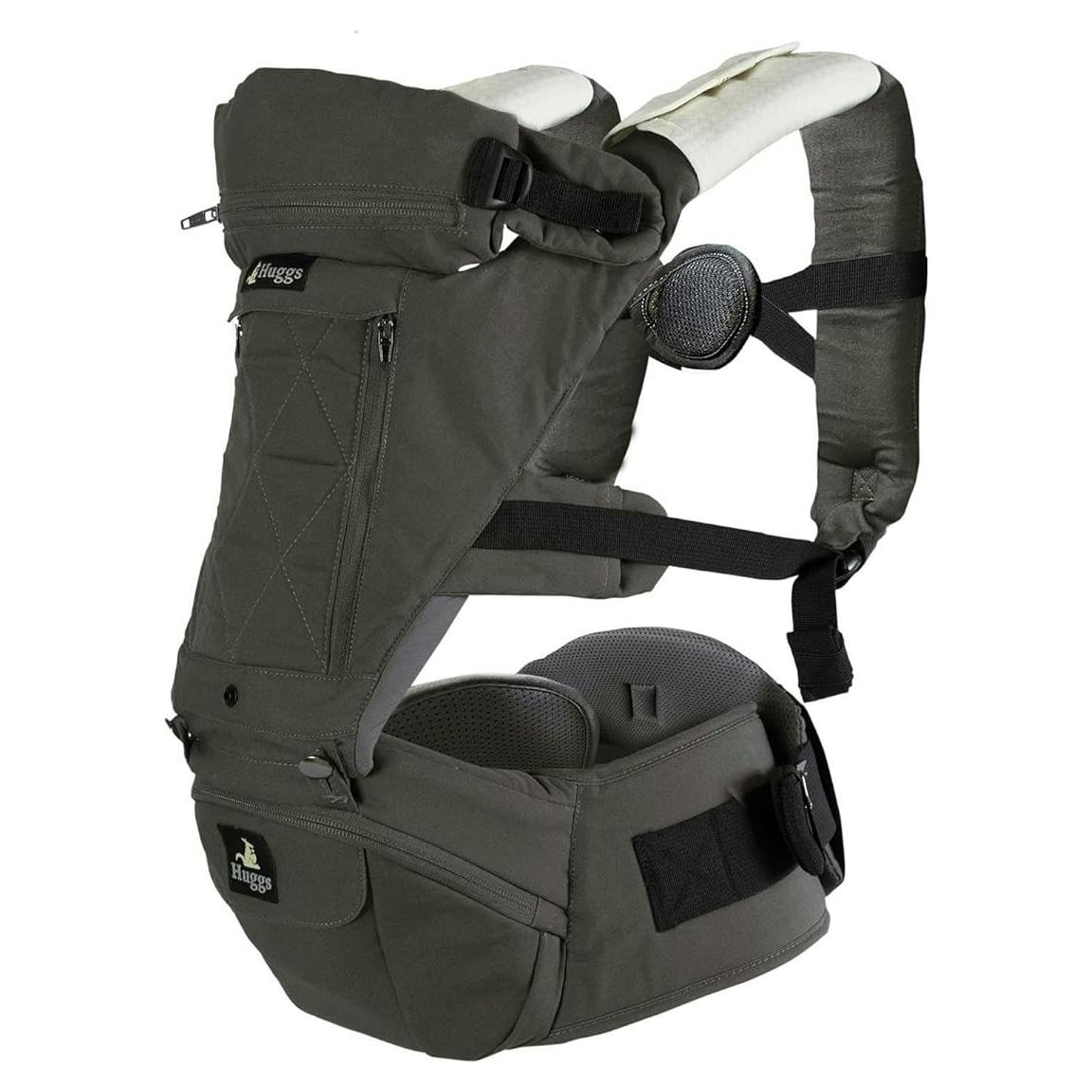 Portabebés Abiie HUGGS 3-en-1 Gris - Asiento de Cadera Ergonómico