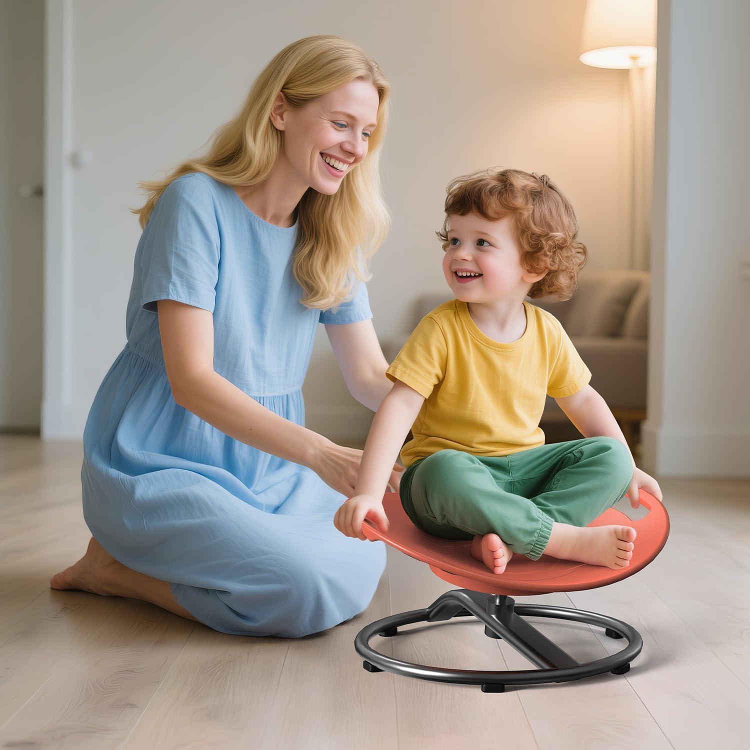 Silla giratoria sensorial Pozoera para niños 3-8 años Naranja