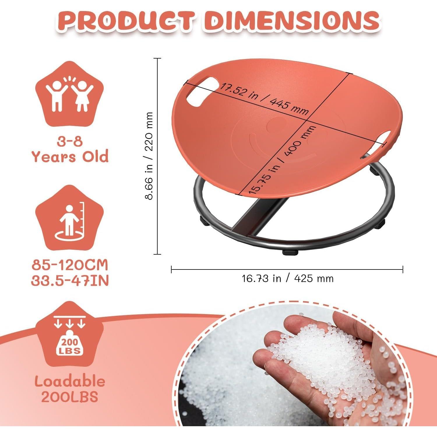 Silla giratoria sensorial Pozoera para niños 3-8 años Naranja