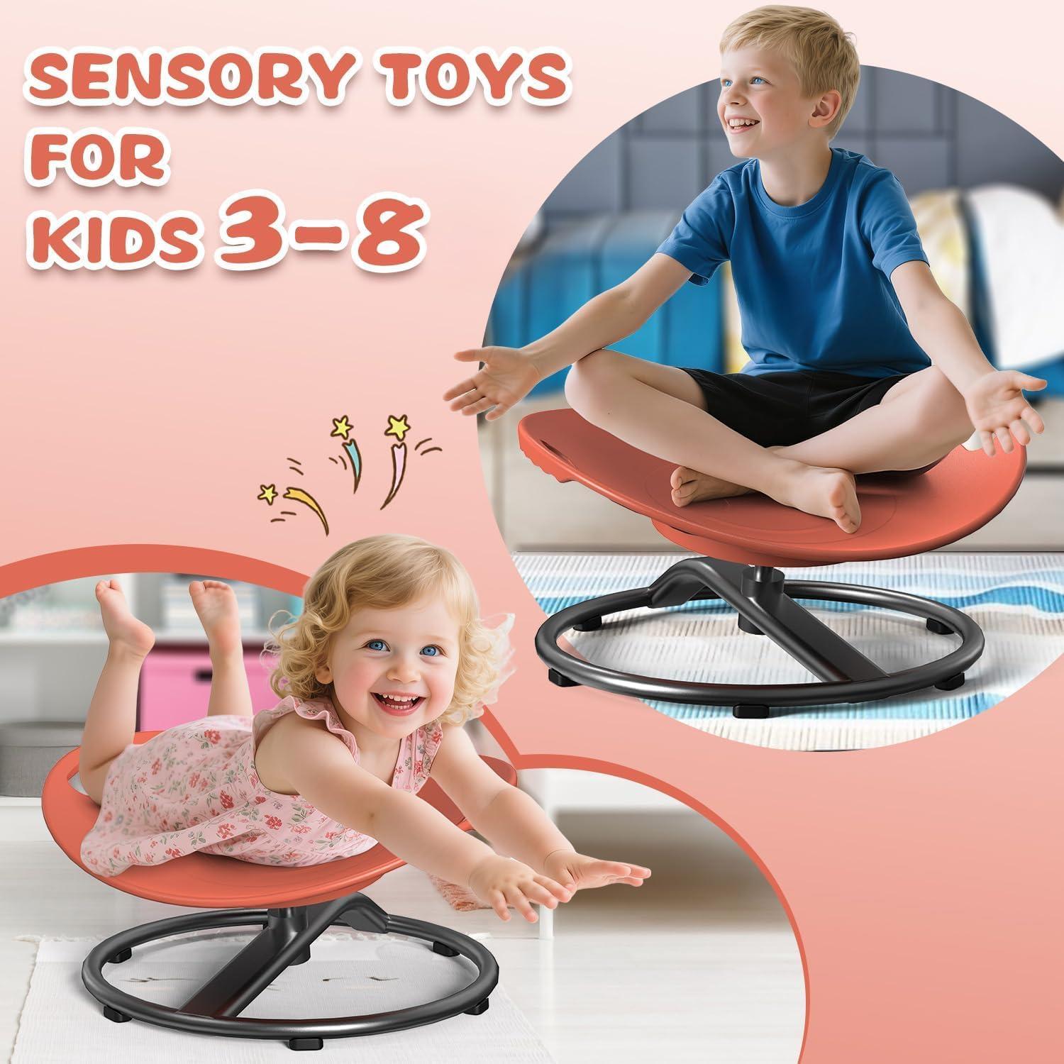 Silla giratoria sensorial Pozoera para niños 3-8 años Naranja