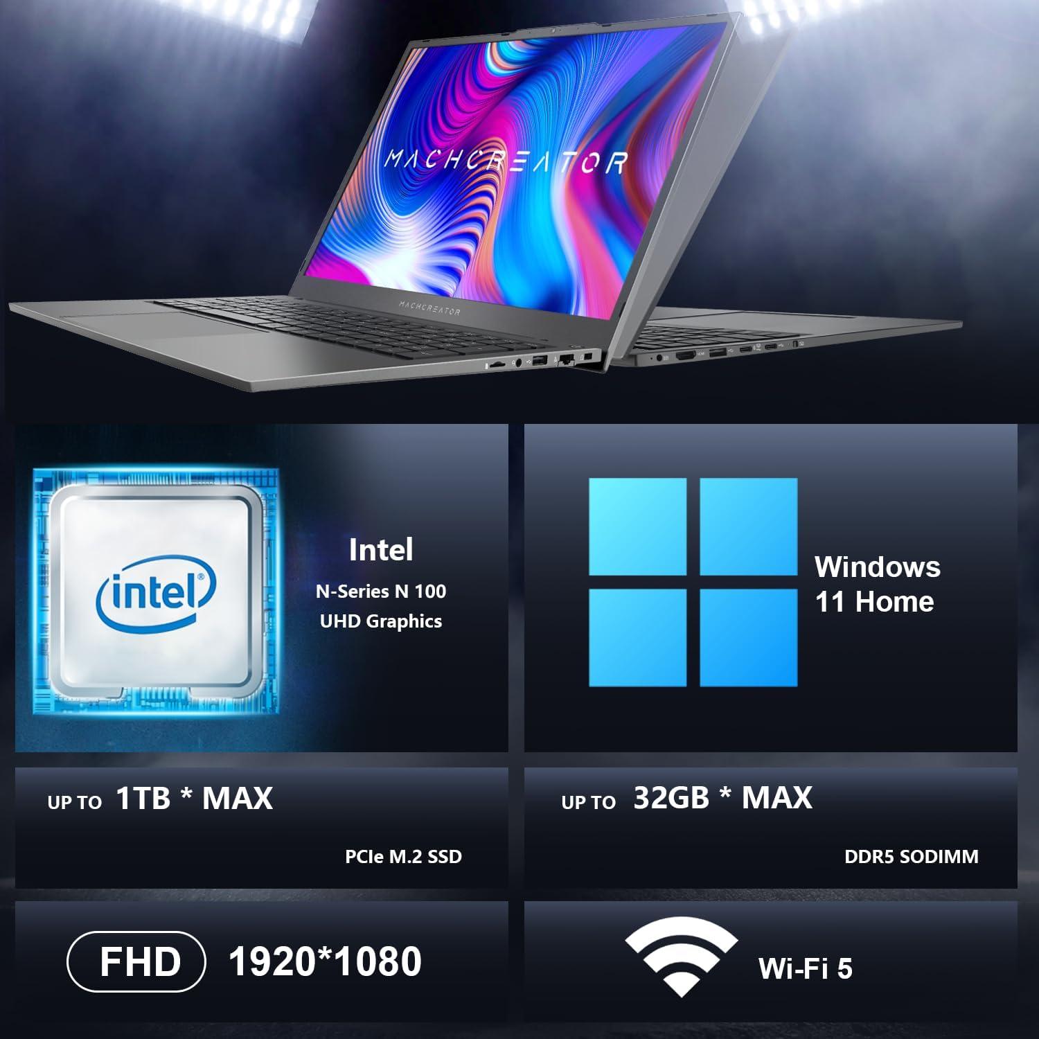 Laptop Machenike N17A 17.3" FHD 120Hz, 8GB RAM, 256GB SSD