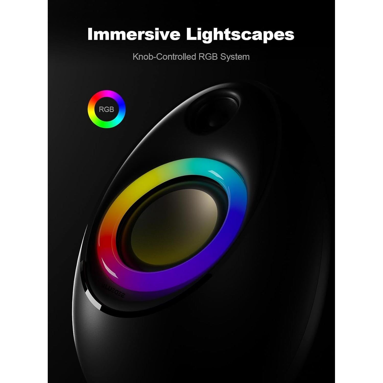 Bluedee Computer Speakers for Desktop PC, Bluetooth 5.4 Desktop Speakers with 2 Speaker Units, Dynamic RGB Light USB Speaker, USB/Type-C Powered Plug & Play PC Speakers for Desktop, Laptops, Tablet