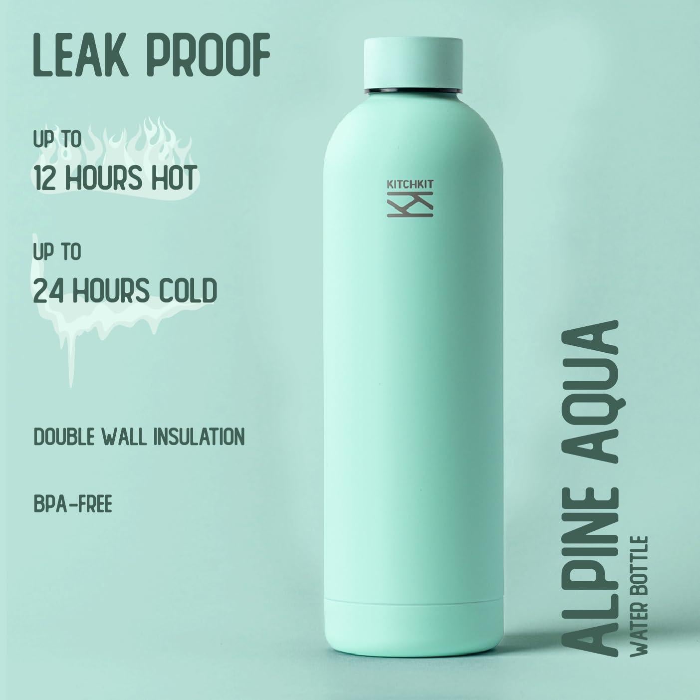 Botella de Agua Aislada KitchKit 750ml Acero Inoxidable Blanco