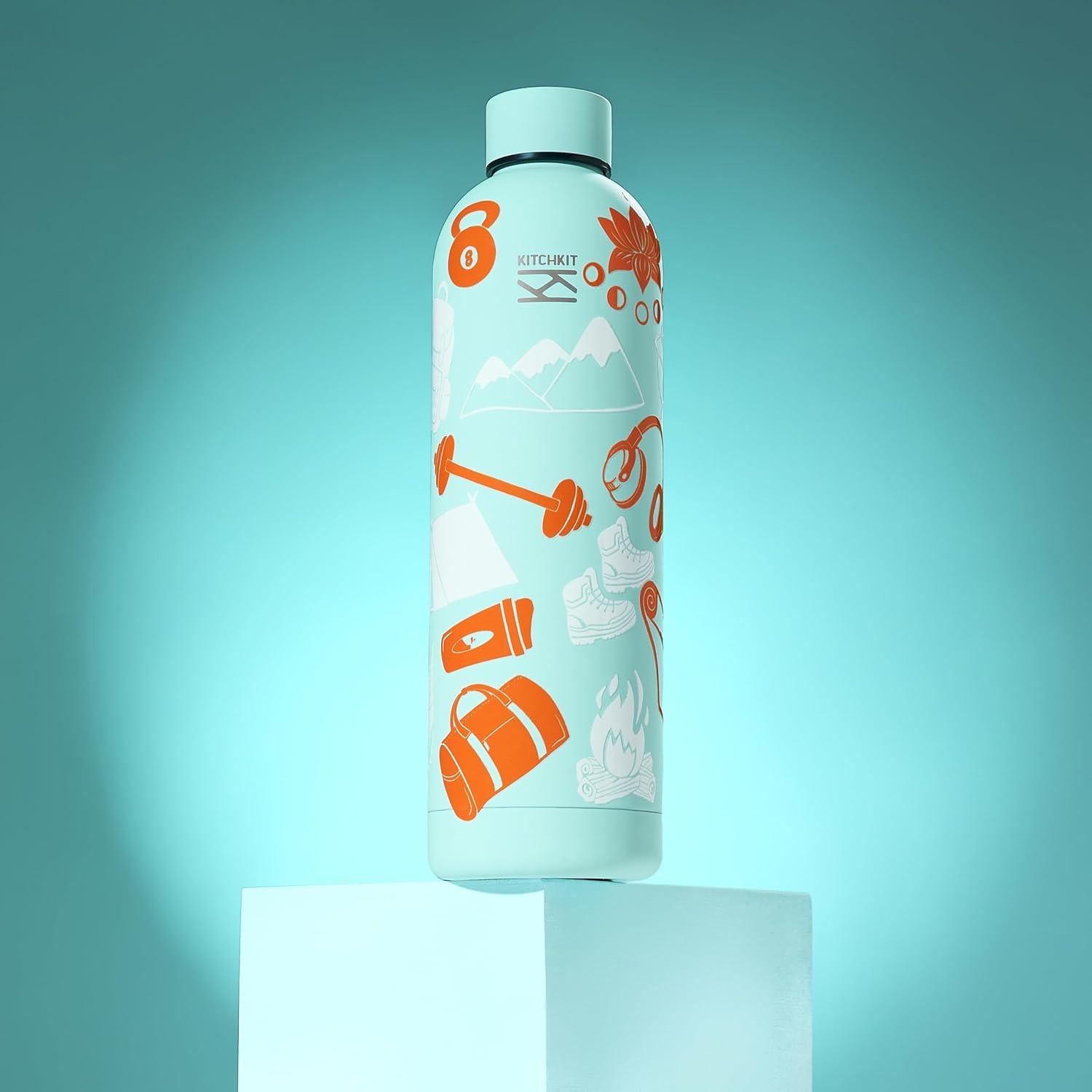 Botella de Agua Aislada KitchKit 750ml Acero Inoxidable Blanco