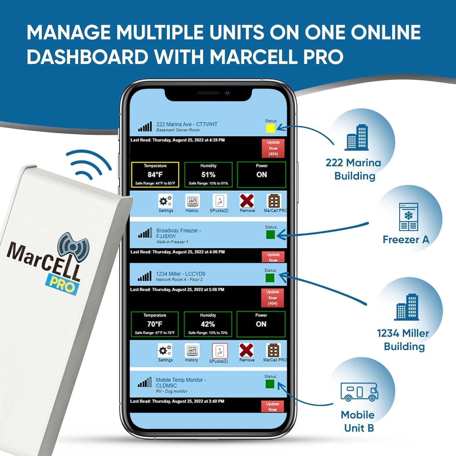 Monitor de Temperatura y Humedad MarCELL PRO - Sin WiFi - AT&T