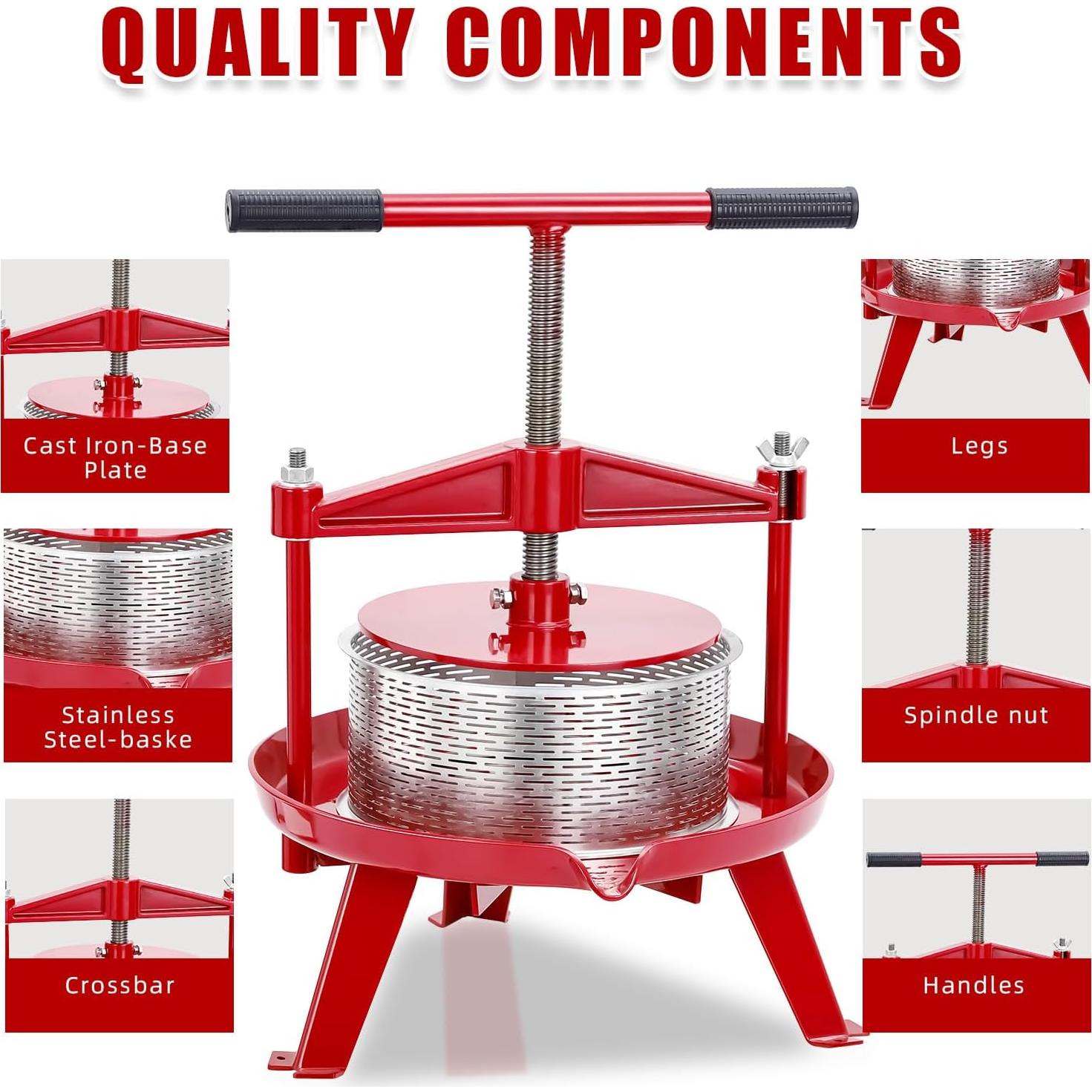 Prensa de Vino Takywep 14L Acero Inoxidable Mango en T