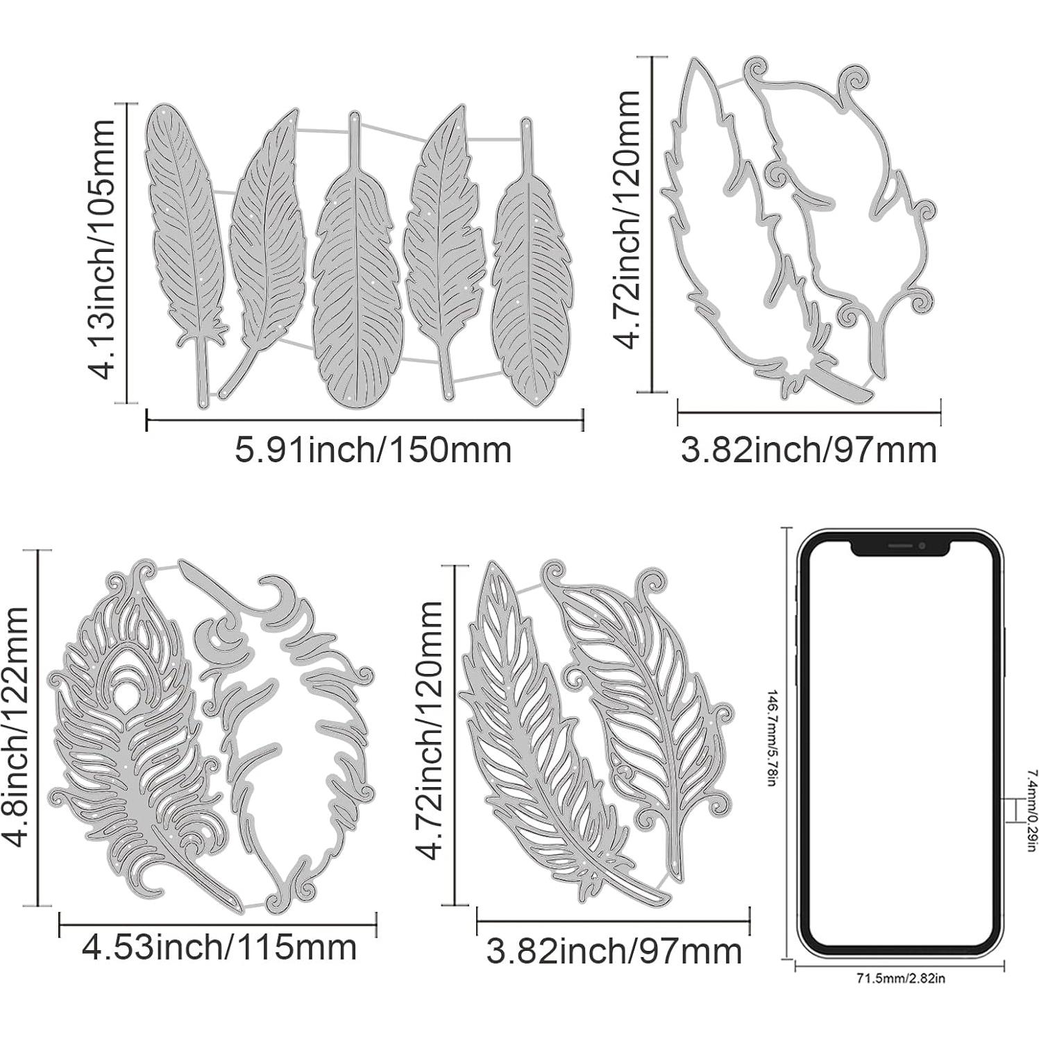 Troqueles de Corte de Plumas INFUNLY 11 Piezas para DIY