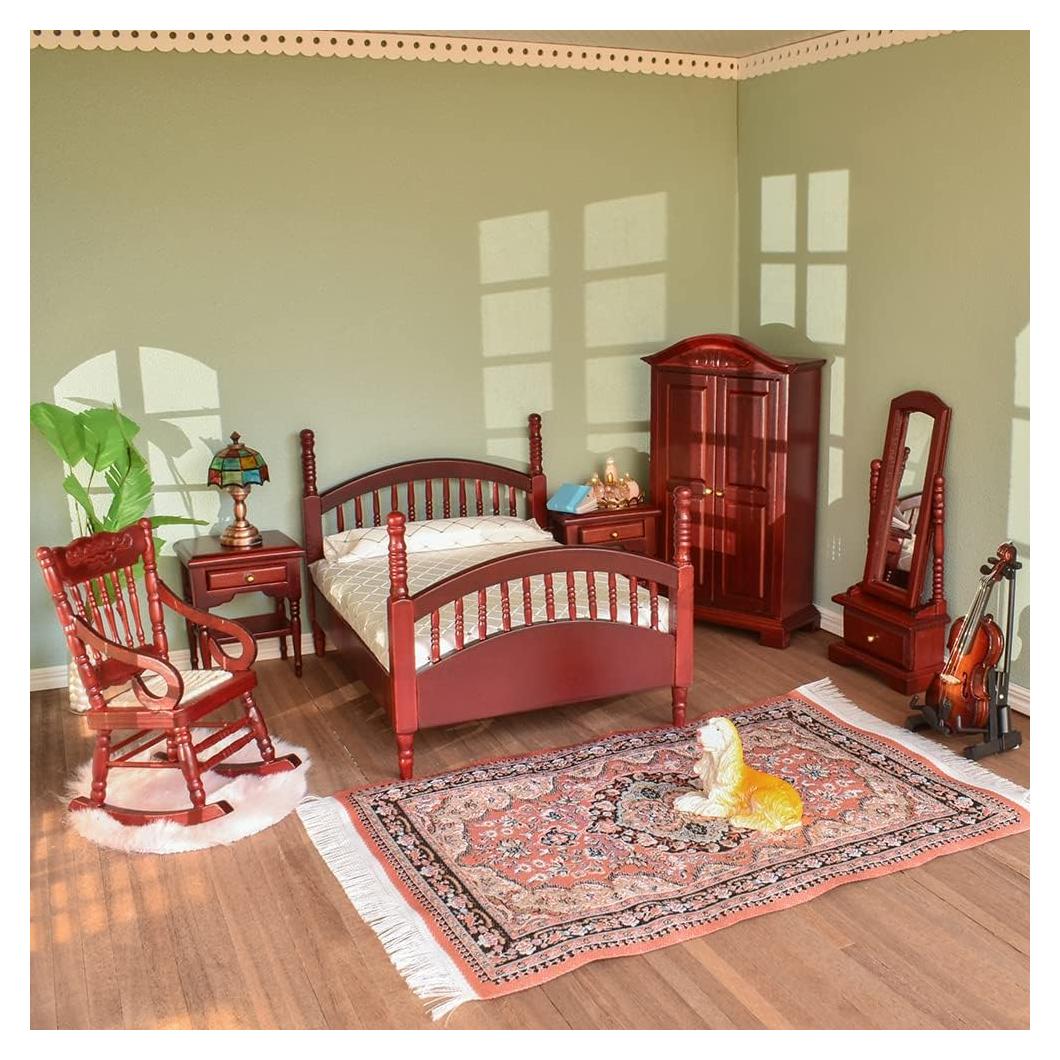 Muebles de Casa de Muñecas Vintage iLAND 7 Piezas Caoba