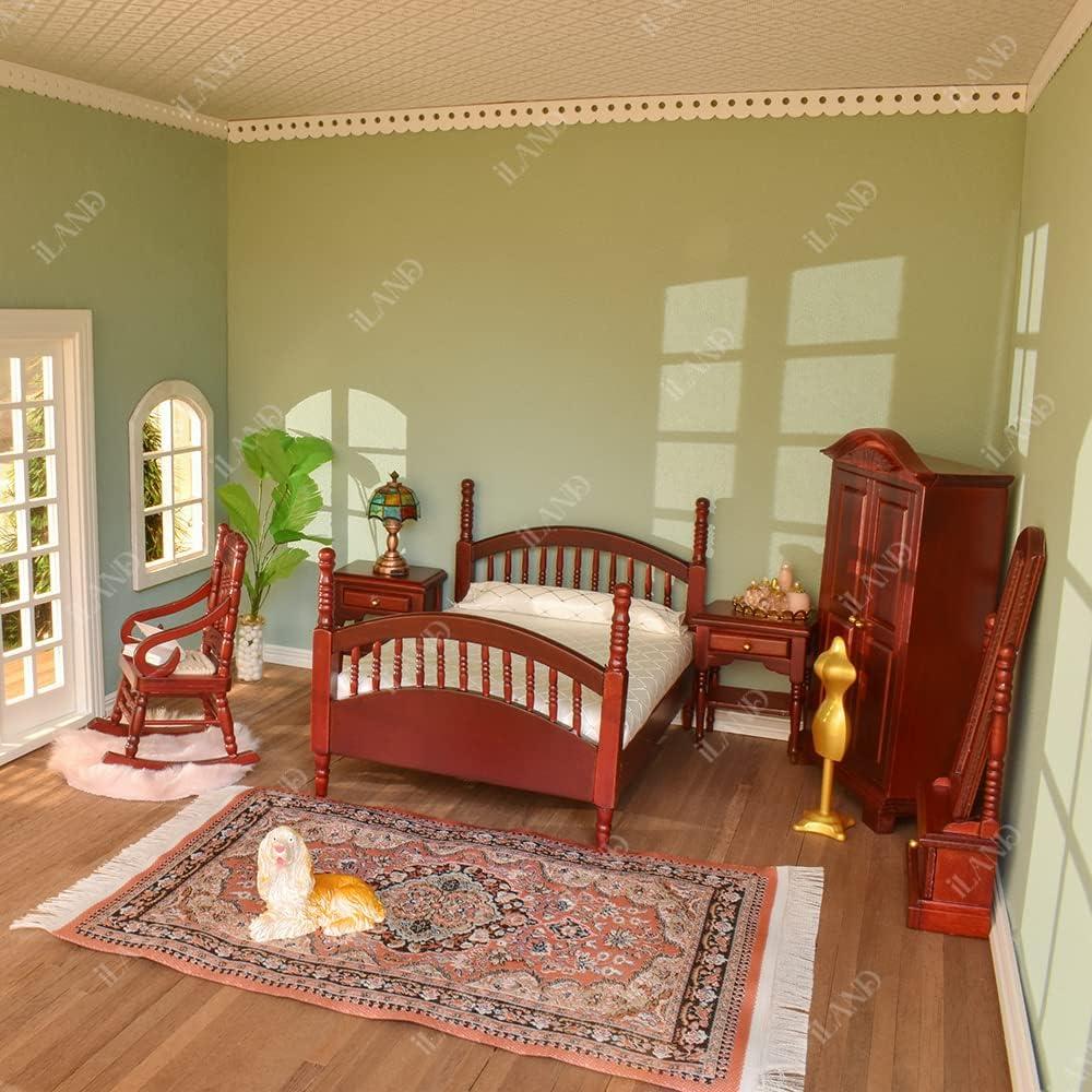 Muebles de Casa de Muñecas Vintage iLAND 7 Piezas Caoba