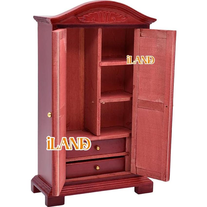 Muebles de Casa de Muñecas Vintage iLAND 7 Piezas Caoba