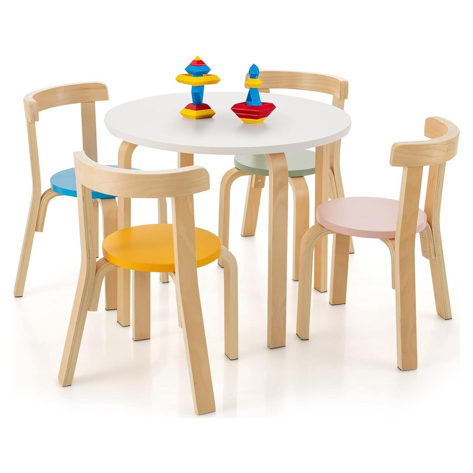 Conjunto de Mesa y Sillas para Niños Costzon 5 Piezas Madera