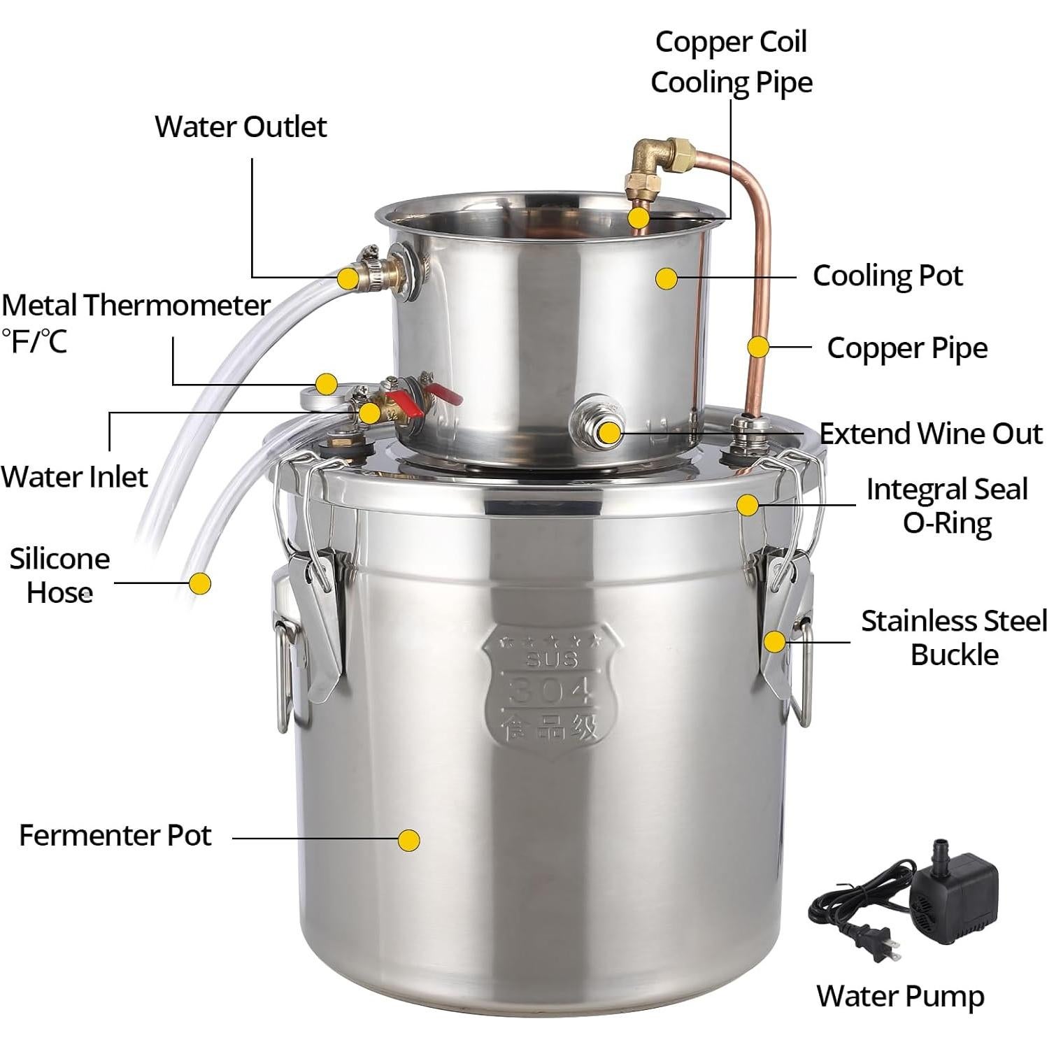 Destilador de Alcohol GarveeHome 19L con Termómetro y Bomba