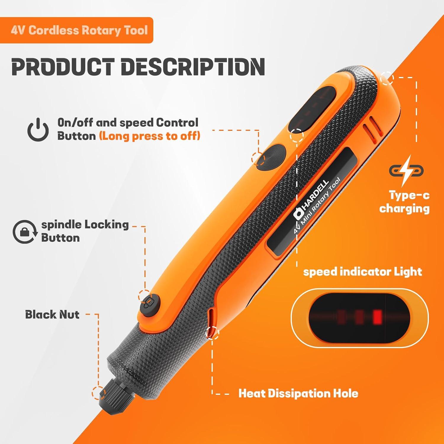 Mini Herramienta Rotativa Inalámbrica HARDELL 4V 15000RPM