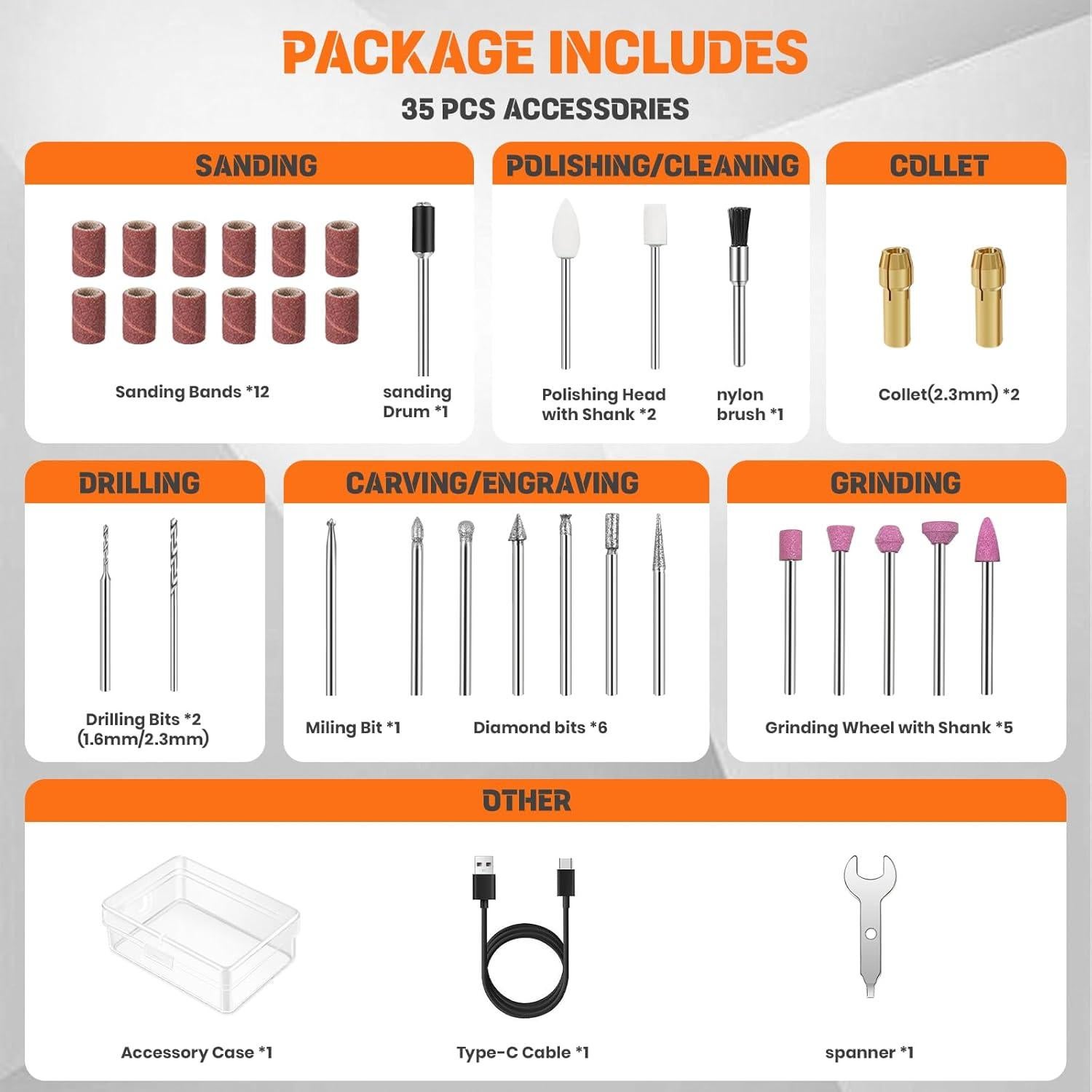 Mini Herramienta Rotativa Inalámbrica HARDELL 4V 15000RPM