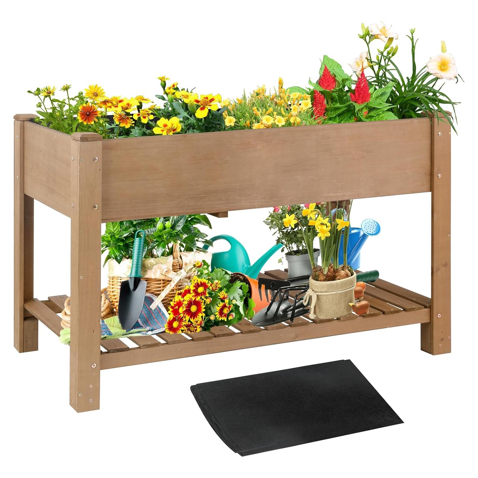 Cama de Jardín Elevada Ketive 118.4x58.4x75.4 cm Madera Abeto