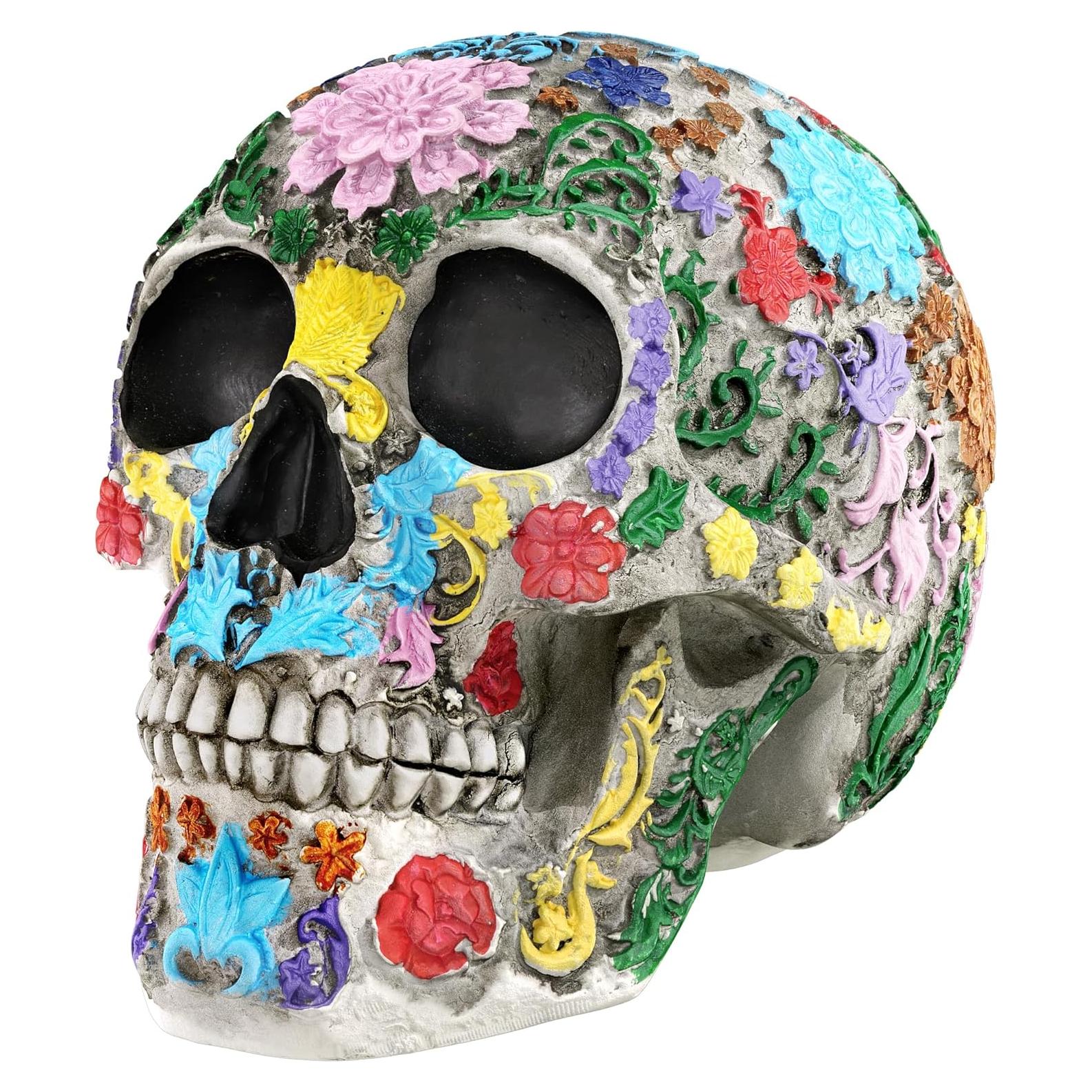 Calavera Humana de Resina READAEER 19.3x14.2x15.5 cm Colorida